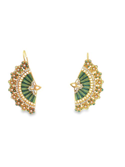 Diva gold crystal green earrings GOCCIAZZURRA JEWELS | ORDIVAOROVERDE